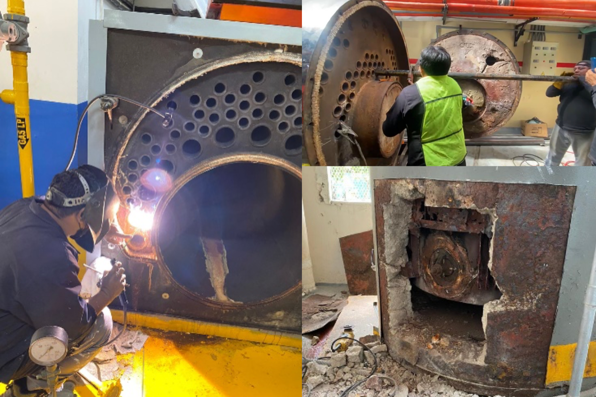 Servicio de reparación de fluxeria de caldera aplicación de soldadura y sellado de fugas